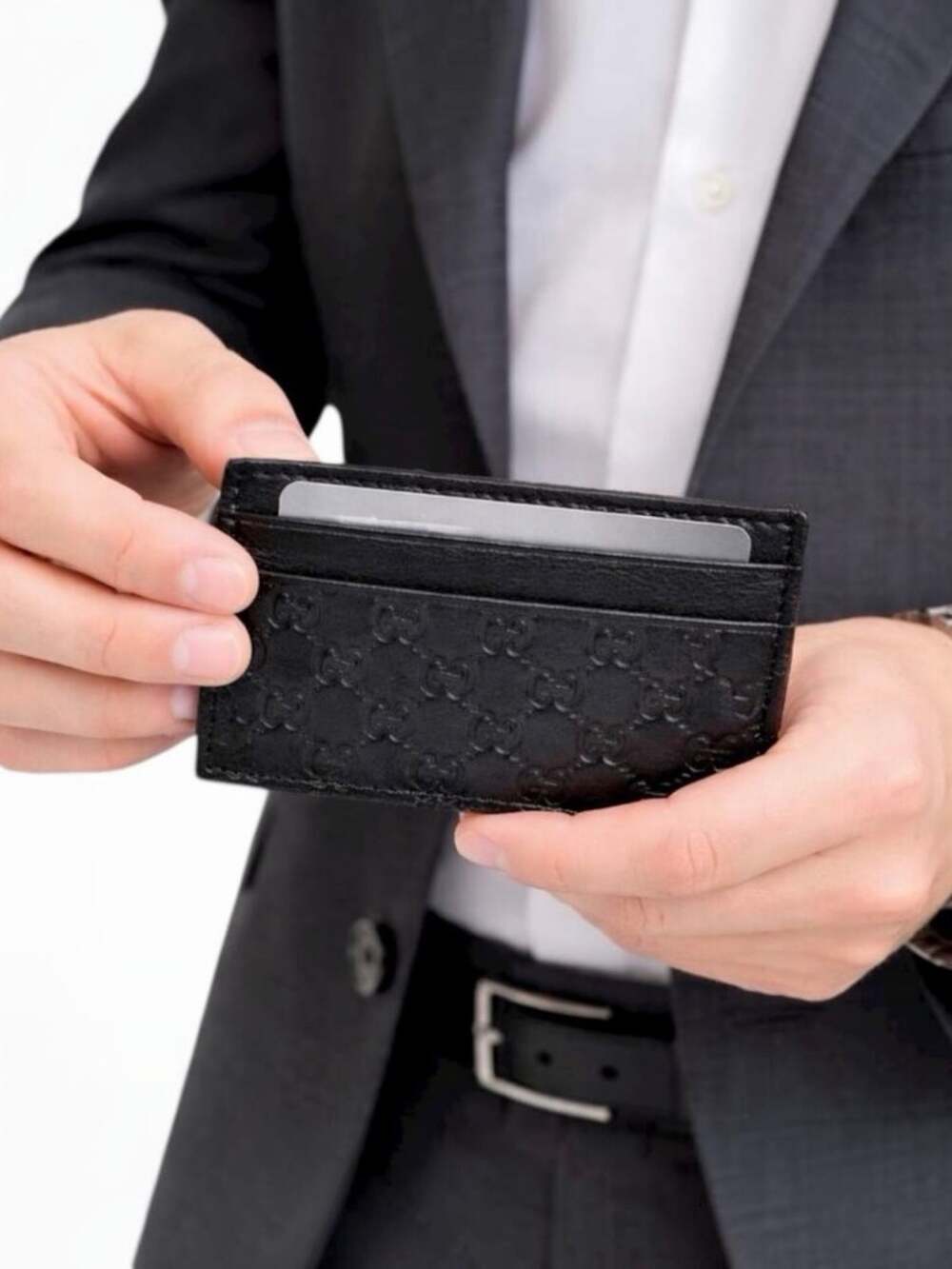 Gucci GG Microguccissima Leather Cardholder Black Men 262837